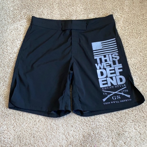 Grunt Style Other - Grunt Style This We’ll Defend black MMA BJJ UFC training fighting shorts XL